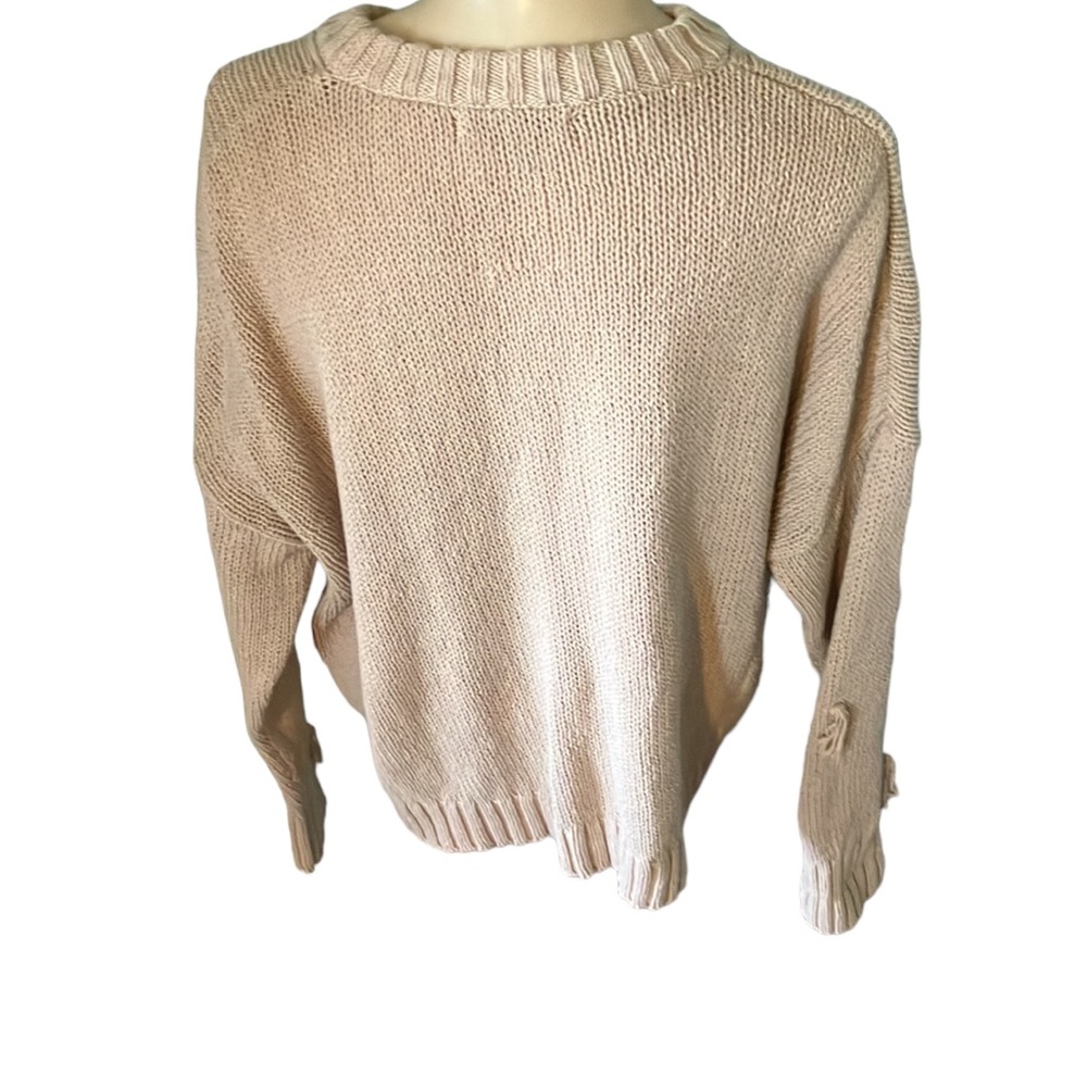 Madewell Blush Pink Pom Pom Tassel Sweater 100% Cotton Size M - Picture 4 of 15